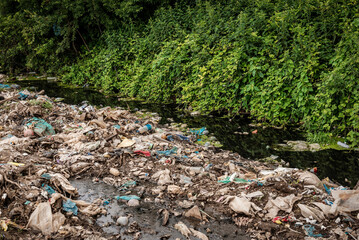 river is very polluted with toxic garbage