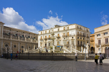 Fototapeta na wymiar Pretoria Fountain at Piazza Pretoria in Palermo, Sicily, Italy