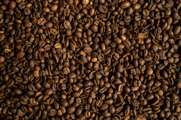 Closeup of roasted coffee beans
