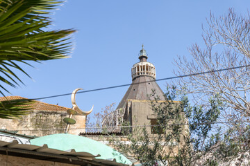 The upper  part of Church Of Annunciation in Nazareth, northern Israel