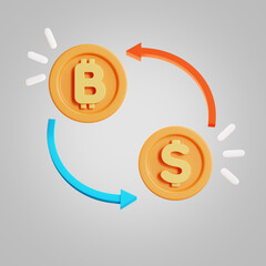 3d illustration trading cryptocurrency, 3d rendering. 