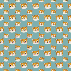 seamless pattern cute little tiger face.