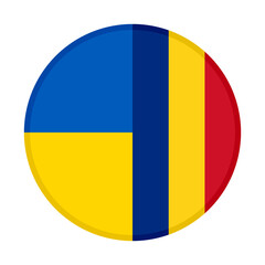 round icon of ukraine and romania flags. vector illustration isolated on white background