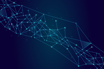 Network abstract connection isolated on blue background. Network technology background with dots and lines. Ai background. Modern abstract concept. Ai background vector, network technology