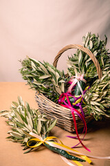 Bouquets from olive branches, made for Easter.