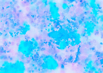 Obraz na płótnie Canvas blue and purple tie die watercolor paper background, abstract wet impressionist paint pattern, graphic design