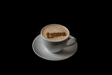 coffee cup , cinnamon toper, love valentines