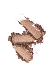 Close-up of make-up swatches. Smears of crushed brown eye shadow