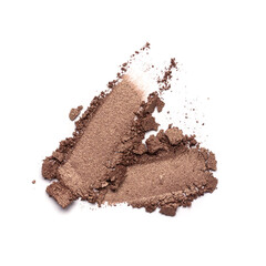 Close-up of make-up swatches. Smears of crushed brown eye shadow