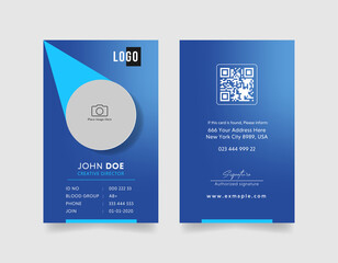 creative business ID Card Template with an author photo place | Office or Employee Id Card modern layout design and blue color background