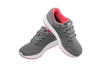 Stylish female sneakers on a white background.