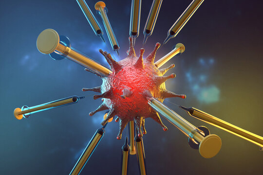 Virus with injections (3D Rendering)