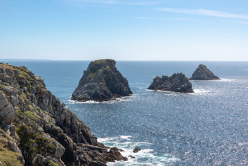 The atlantic ocean at the Pointe de Pen-Hir, a cape on Crozon peninsula in Finist&egrave;re, Brittany, France