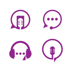 Voice chat or podcast vector logo template. This design use dialogue symbol. Suitable for business.