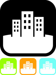 Big city skyline with skyscrapers. Concrete buildings. Construction and real estate concept. Vector icon isolated