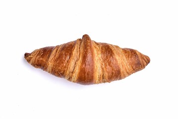 Baked bread croissant isolated on white background