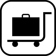Luggage trolley icon. Baggage cart vector sign