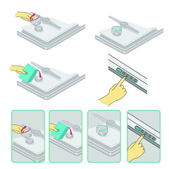 dishwasher powder salt icon illustration vector instruction