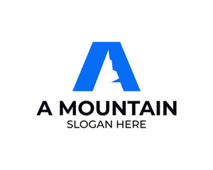 Abstract mountain peak logo icon vector template on black background