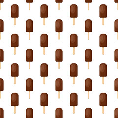 Seamless pattern with chocolate ice cream. Ice cream bar. Texture for wrapping paper, fabrics, background for menu and dessert online stores.
