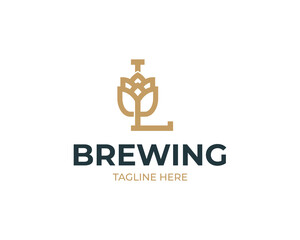 Brewhouse logo with letter L and beer hops