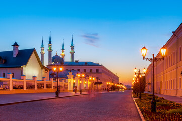 Fototapeta premium Kazan Kremlin illuminated at night. Russia. Tatarstan.