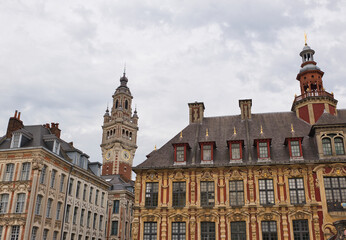Fototapeta na wymiar Clock Tower in Lille City Center, France