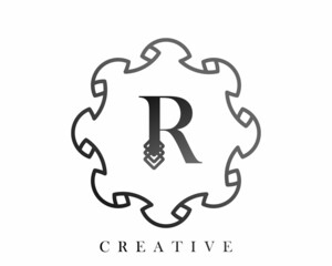 Luxury logo template design with a combination of squares in the alphabet R, perfect for the sign of your brand.