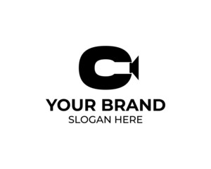 letter C video logo design vector template sign icon