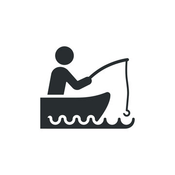 man fishing on the boat icon vector images