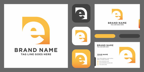 Initial Letter E Logo Design vector Template. Creative E Logo Design with business card design template