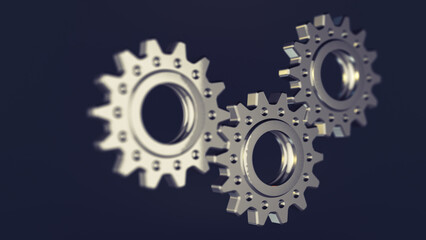 Fototapeta na wymiar Rotating gear wheels abstract background