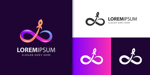 infinity launch rocket logo, rocket launch logo template for business technology symbol icon design