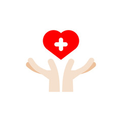 Hand holding heart icon, Health care icon, Vector.