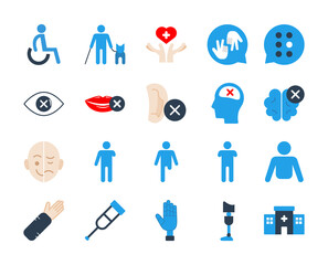 Disabled people vector icon set, Flaticon, Vector.