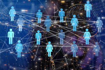 Abstract technology group and data 3d