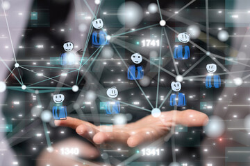 Abstract technology group and data 3d