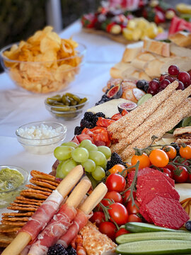 Top down image of a food platter for grazing at a party.