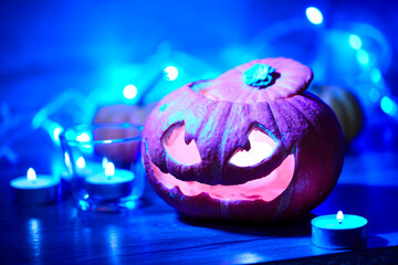 Halloween pumpkin in the dark