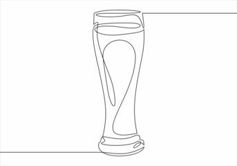 Continuous line art or One Line Drawing of beer glass