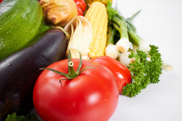 fresh vegetables on the white