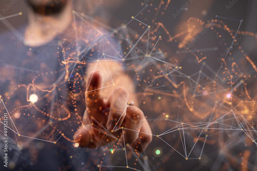 Wall mural cloud network computer connects to internet server service for cloud data transfer