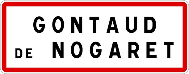 Panneau entrée ville agglomération Gontaud-de-Nogaret / Town entrance sign Gontaud-de-Nogaret