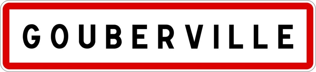 Panneau entrée ville agglomération Gouberville / Town entrance sign Gouberville