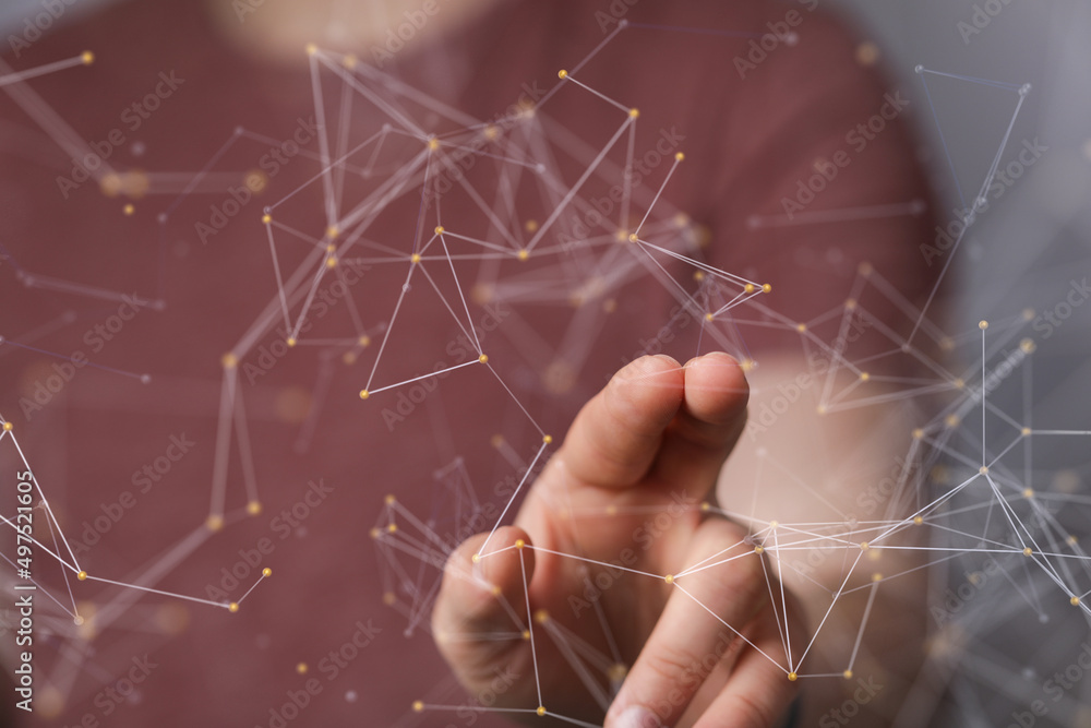 Wall mural sphere network structure - abstract design connection design