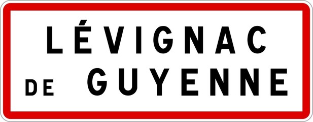 Panneau entrée ville agglomération Lévignac-de-Guyenne / Town entrance sign Lévignac-de-Guyenne