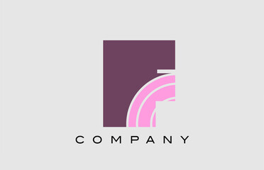 geometric F alphabet letter logo icon design. Creative template for company and business in color pink