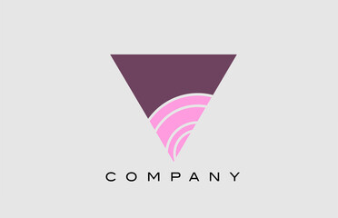 geometric V alphabet letter logo icon design. Creative template for company and business in color pink
