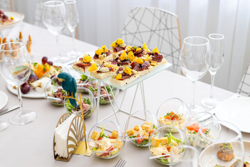 table served with appetizers for the holiday