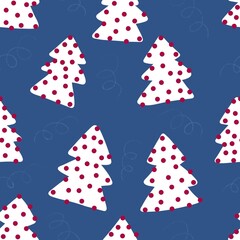 Doodle green cute Christmas tree for fabrics and gifts